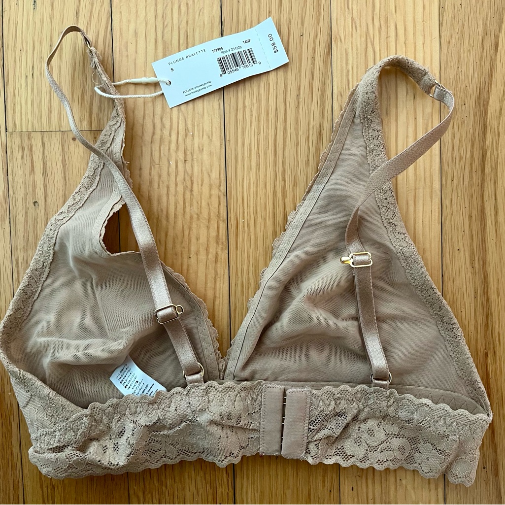 Nwt Journelle Hanky Panky Lace Plunge Bralette Small Taupe Nude Beige — image 3 of 4